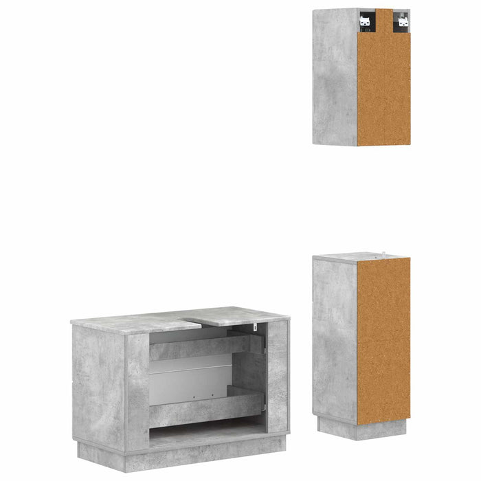 Set de cabinet pentru baie cu 3 piese HOORN Gri Beton WALTI