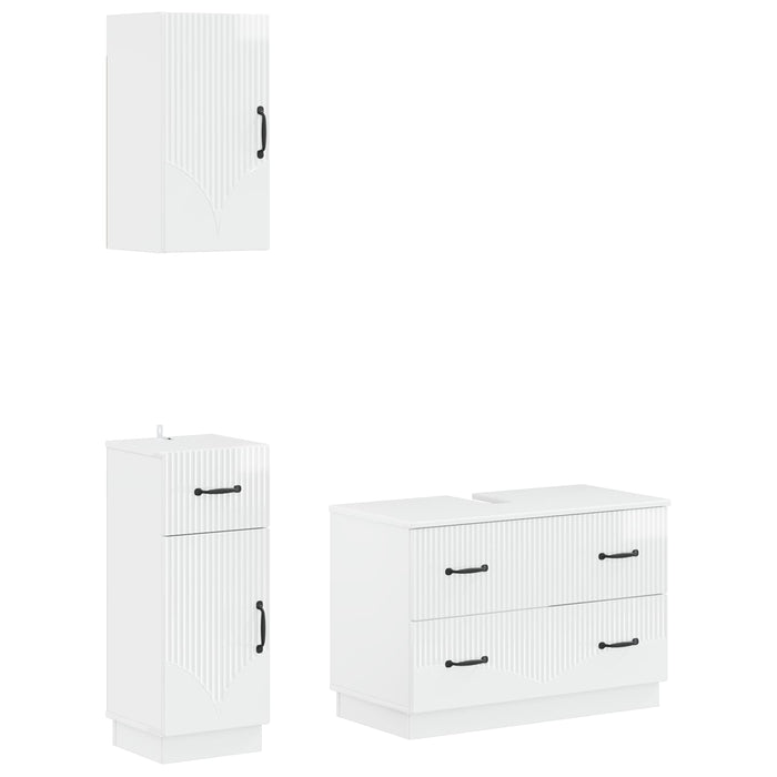 Set de cabinet pentru baie cu 3 piese HOORN Alb foarte lucios WALTI