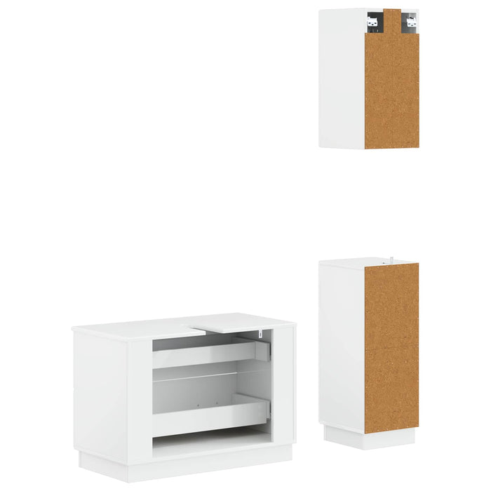 Set de cabinet pentru baie cu 3 piese HOORN Alb foarte lucios WALTI