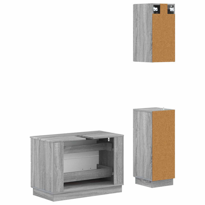 Set de cabinet pentru baie cu 3 piese HOORN Sonoma gri - WALTI WALTI