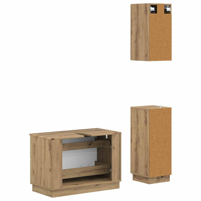Set de cabinet pentru baie cu 3 piese HOORN Stejar Artizanal - WALTI WALTI