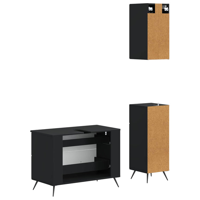Set de cabinet pentru baie cu 3 piese BREDA Negru - WALTI WALTI