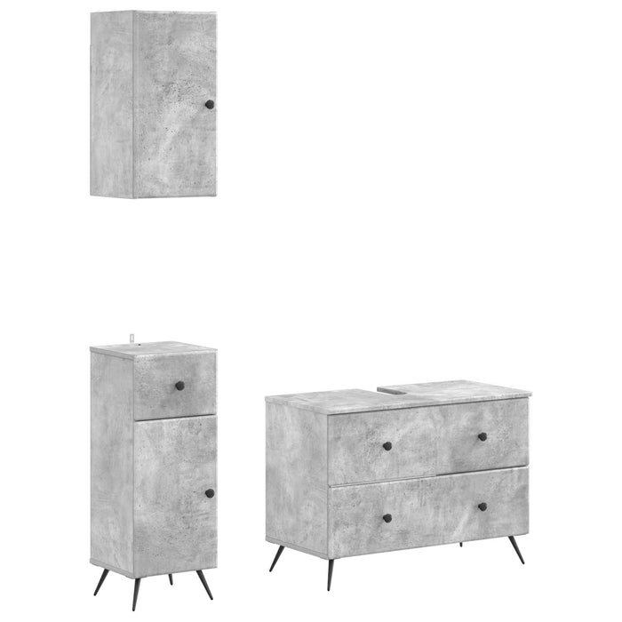 Set de cabinet pentru baie cu 3 piese BREDA Gri Beton - WALTI WALTI