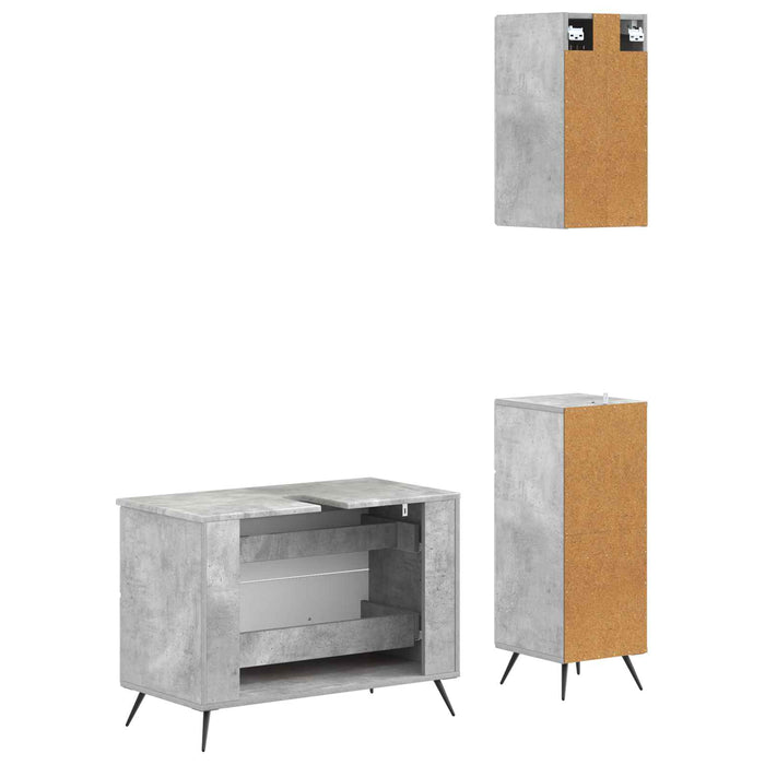 Set de cabinet pentru baie cu 3 piese BREDA Gri Beton - WALTI WALTI