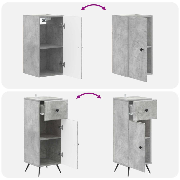 Set de cabinet pentru baie cu 3 piese BREDA Gri Beton - WALTI WALTI