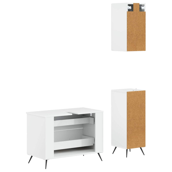 Set de cabinet pentru baie cu 3 piese BREDA Alb foarte lucios - WALTI WALTI
