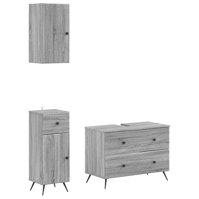 Set de cabinet pentru baie cu 3 piese BREDA Sonoma gri - WALTI WALTI