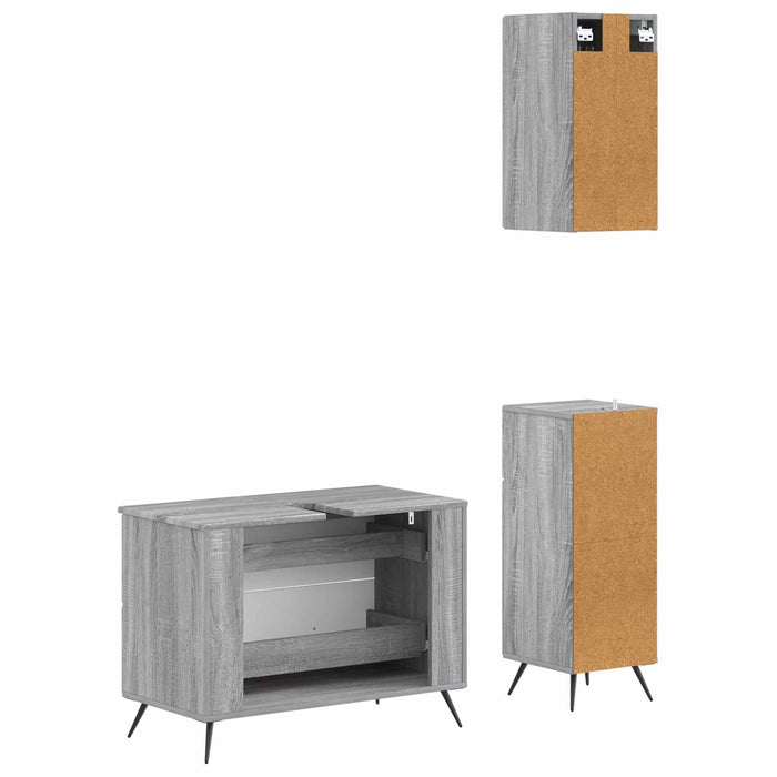 Set de cabinet pentru baie cu 3 piese BREDA Sonoma gri - WALTI WALTI