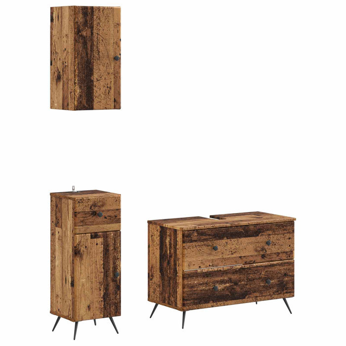 Set de cabinet pentru baie cu 3 piese BREDA Lemn vechi - WALTI WALTI
