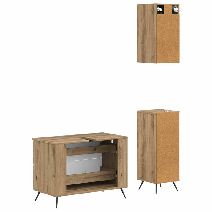 Set de cabinet pentru baie cu 3 piese BREDA Stejar Artizanal - WALTI WALTI