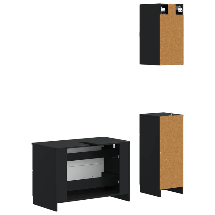Set de cabinet pentru baie cu 3 piese UTRECHT Negru - WALTI WALTI