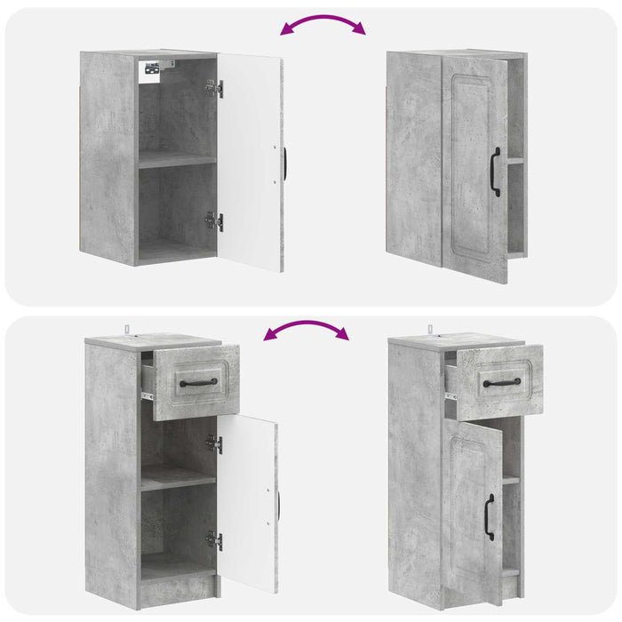 Set de cabinet pentru baie cu 3 piese UTRECHT Gri Beton - WALTI WALTI