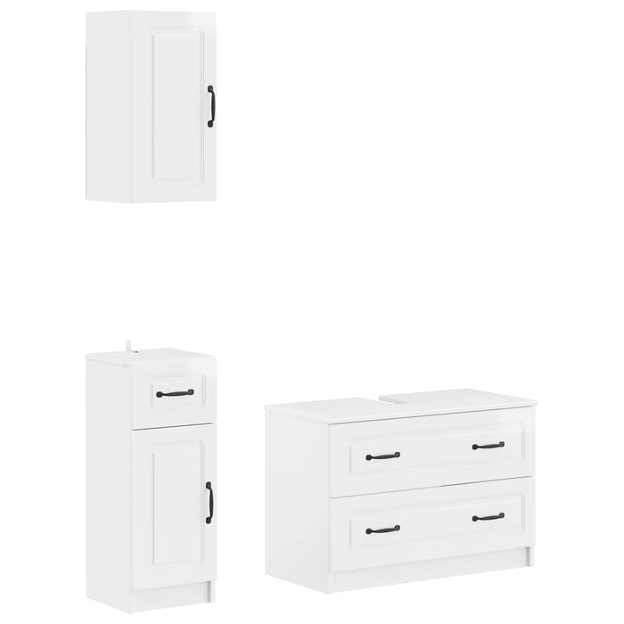 Set de cabinet pentru baie cu 3 piese UTRECHT Alb foarte lucios - WALTI WALTI