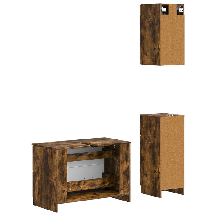 Set de cabinet pentru baie cu 3 piese UTRECHT Stejar fumuriu - WALTI WALTI