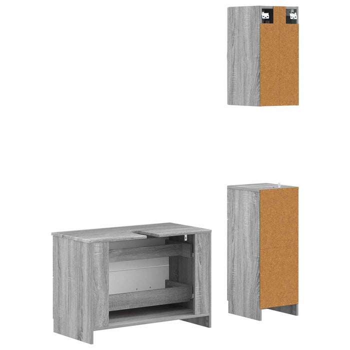 Set de cabinet pentru baie cu 3 piese UTRECHT Sonoma gri - WALTI WALTI