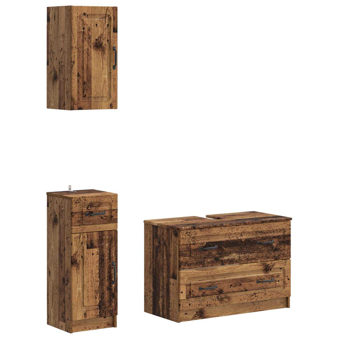 Set de cabinet pentru baie cu 3 piese UTRECHT Lemn vechi - WALTI WALTI