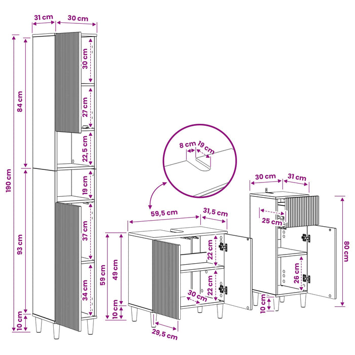 Set de cabinet pentru baie cu 3 piese ARNHEM Lemn prelucrat - WALTI WALTI
