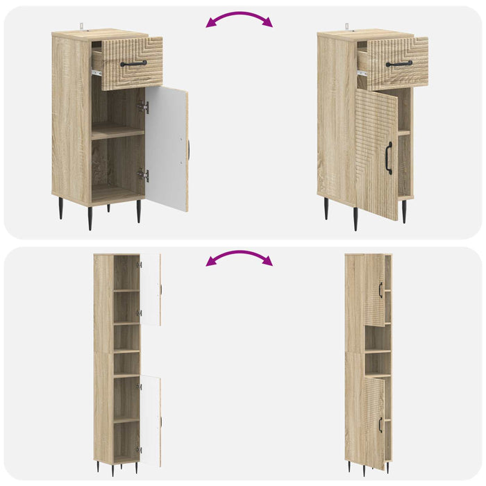 Set de cabinet pentru baie cu 3 piese HAARLEM Lemn prelucrat - WALTI WALTI
