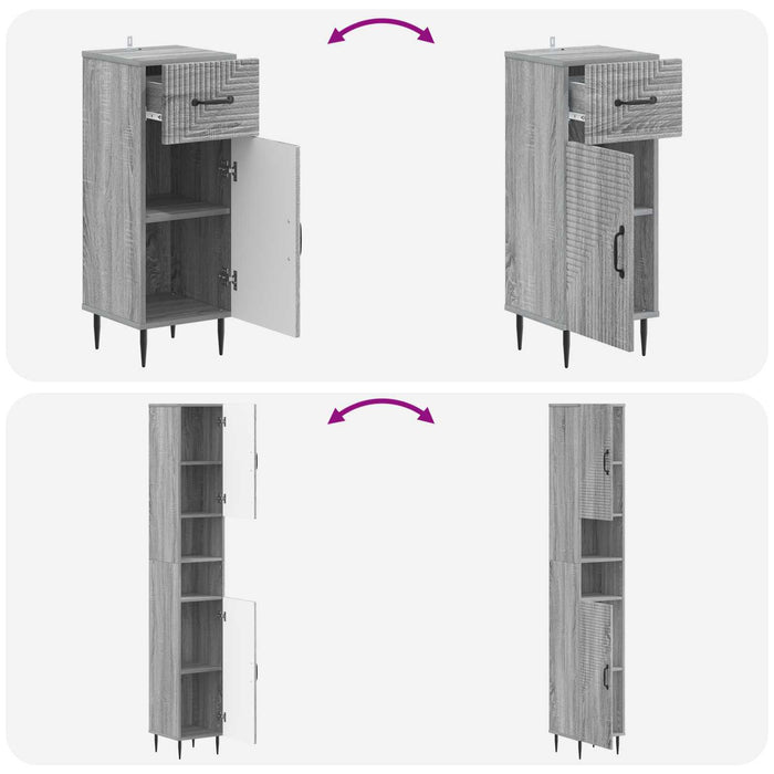 Set de cabinet pentru baie cu 3 piese HAARLEM Lemn prelucrat - WALTI WALTI