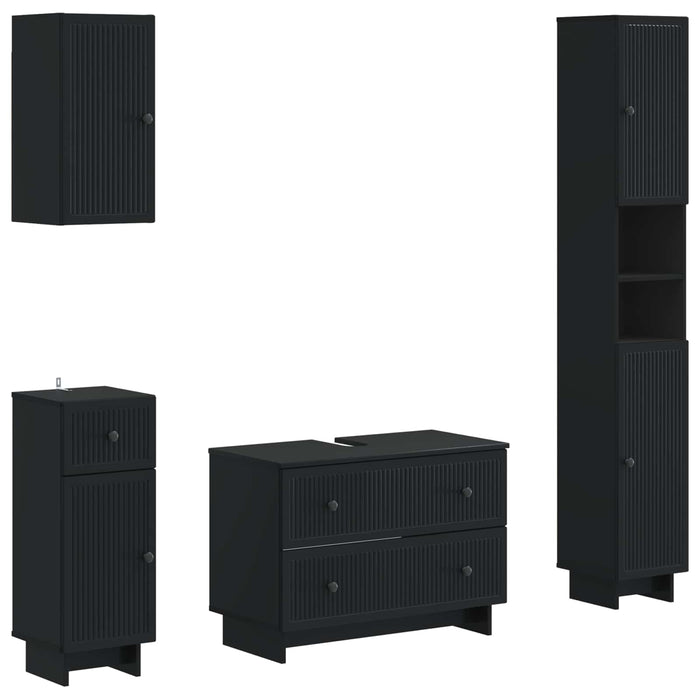Set de dulapuri pentru baie, 4 piese EDE Negru Lemn prelucrat - WALTI WALTI