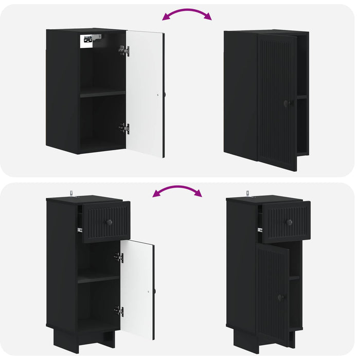 Set de dulapuri pentru baie, 4 piese EDE Negru Lemn prelucrat - WALTI WALTI