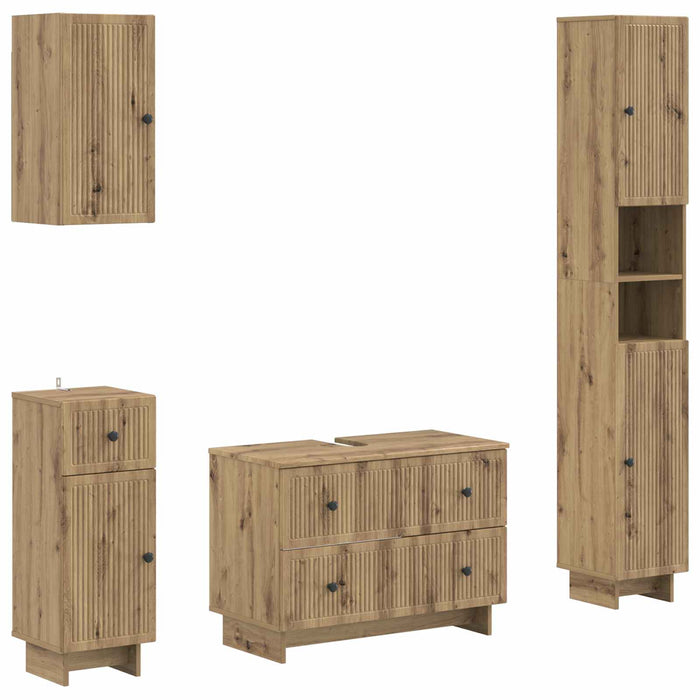 Set de dulapuri pentru baie, 4 piese EDE Stejar Artizanal - WALTI WALTI
