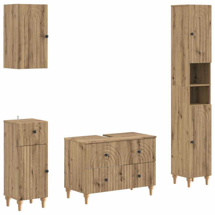 Set de dulapuri pentru baie, 4 piese ALKMAAR Stejar Artizanal - WALTI WALTI