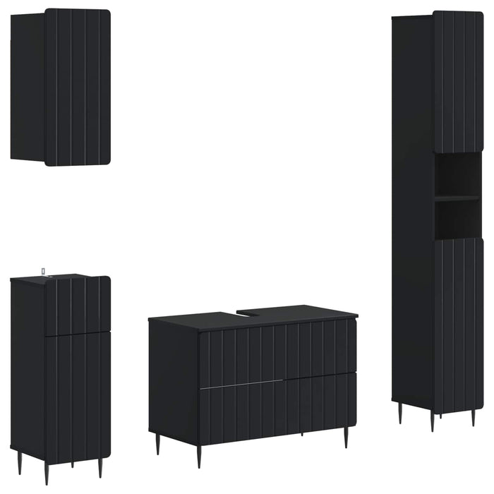 Set de dulapuri pentru baie, 4 piese ZWOLLE Negru - WALTI WALTI