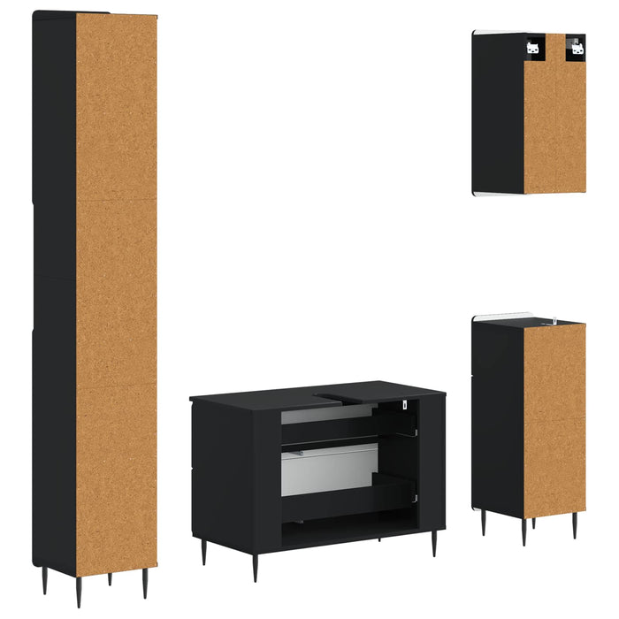 Set de dulapuri pentru baie, 4 piese ZWOLLE Negru - WALTI WALTI