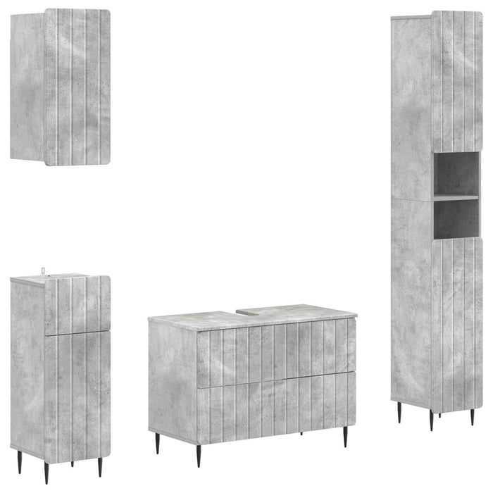 Set de dulapuri pentru baie, 4 piese ZWOLLE Gri Beton - WALTI WALTI