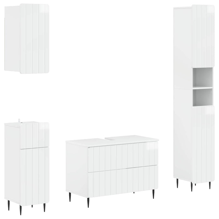 Set de dulapuri pentru baie, 4 piese ZWOLLE Alb foarte lucios - WALTI WALTI