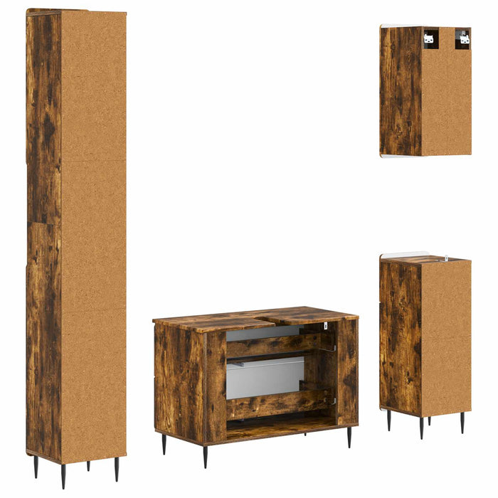 Set de dulapuri pentru baie, 4 piese ZWOLLE Stejar fumuriu - WALTI WALTI