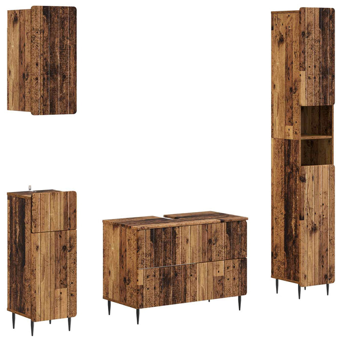 Set de dulapuri pentru baie, 4 piese ZWOLLE Lemn vechi WALTI