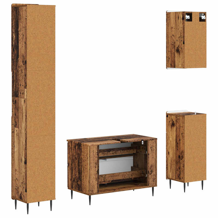 Set de dulapuri pentru baie, 4 piese ZWOLLE Lemn vechi WALTI
