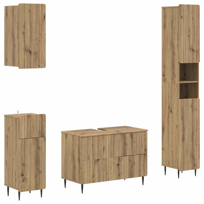 Set de dulapuri pentru baie, 4 piese ZWOLLE Stejar Artizanal WALTI
