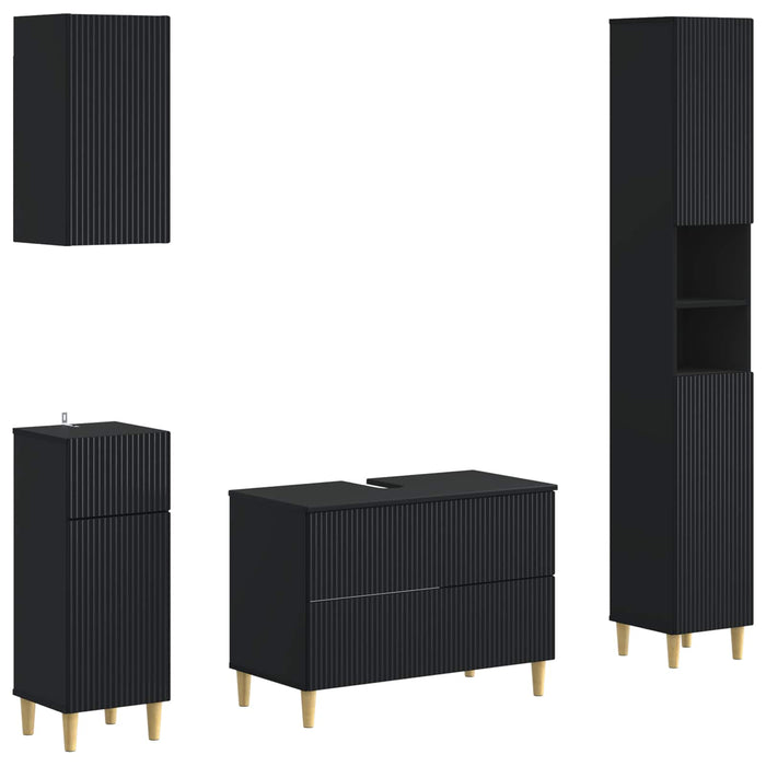 Set de dulapuri pentru baie, 4 piese ARNHEM Negru WALTI