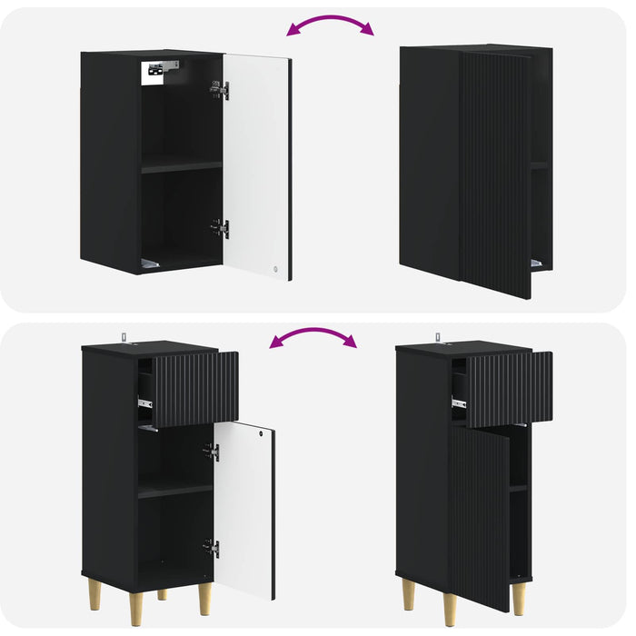 Set de dulapuri pentru baie, 4 piese ARNHEM Negru WALTI