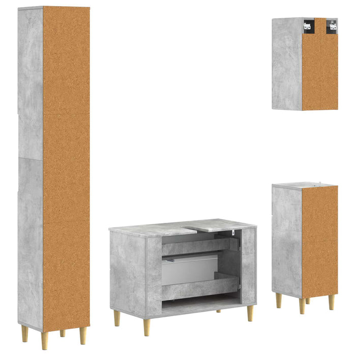 Set de dulapuri pentru baie, 4 piese ARNHEM Gri Beton WALTI