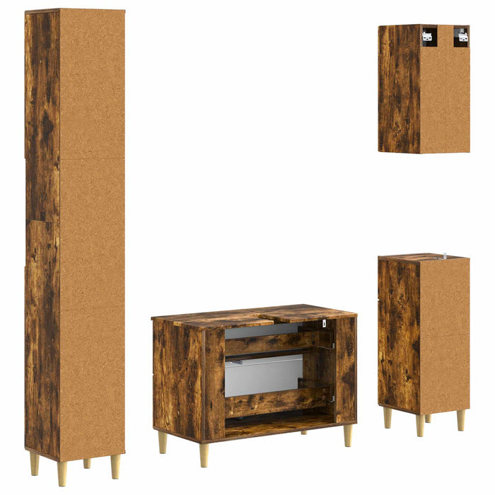 Set de dulapuri pentru baie, 4 piese ARNHEM Stejar fumuriu WALTI
