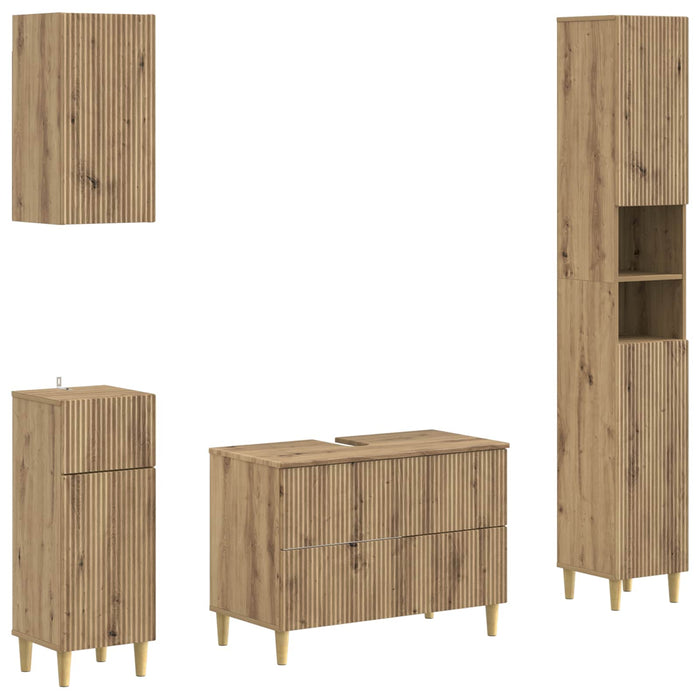 Set de dulapuri pentru baie, 4 piese ARNHEM Stejar Artizanal - WALTI WALTI