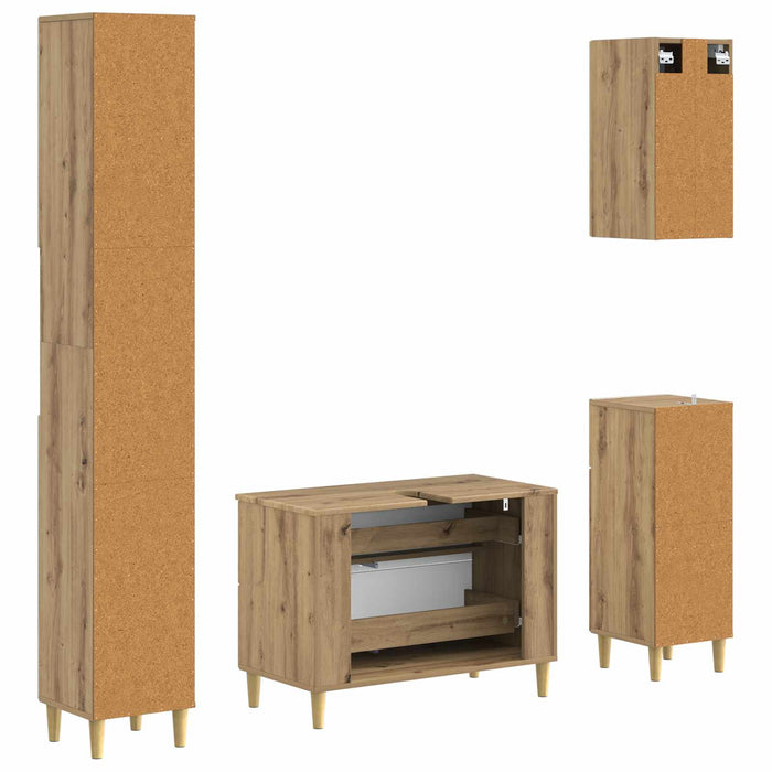 Set de dulapuri pentru baie, 4 piese ARNHEM Stejar Artizanal - WALTI WALTI