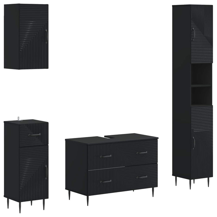 Set de dulapuri pentru baie, 4 piese HAARLEM Negru - WALTI WALTI