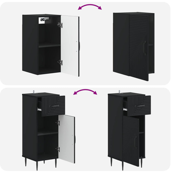 Set de dulapuri pentru baie, 4 piese HAARLEM Negru - WALTI WALTI