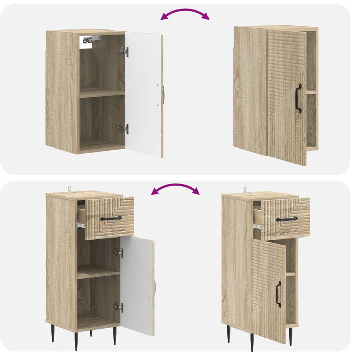 Set de dulapuri pentru baie, 4 piese HAARLEM Stejar Sonoma - WALTI WALTI