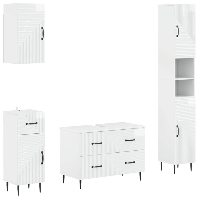 Set de dulapuri pentru baie, 4 piese HAARLEM Alb foarte lucios - WALTI WALTI
