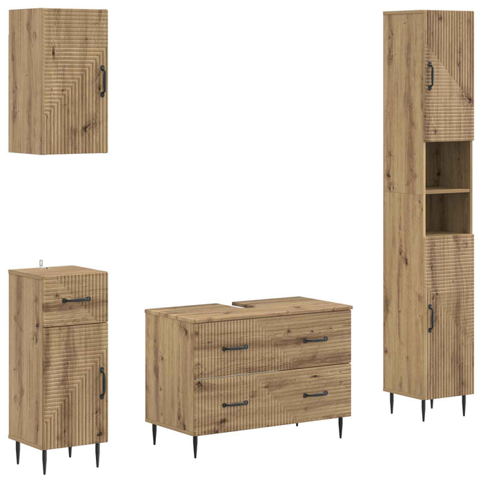 Set de dulapuri pentru baie, 4 piese HAARLEM Stejar Artizanal - WALTI WALTI