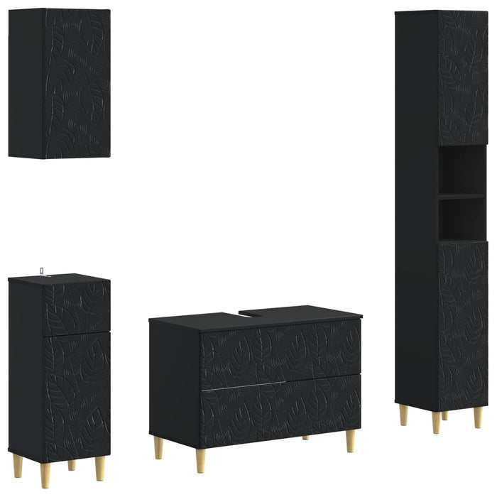 Set de dulapuri pentru baie, 4 piese DELFT Negru Lemn prelucrat - WALTI WALTI
