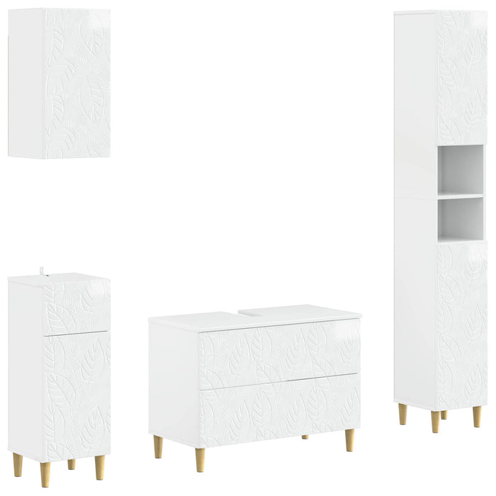 Set de dulapuri pentru baie, 4 piese DELFT Alb foarte lucios - WALTI WALTI