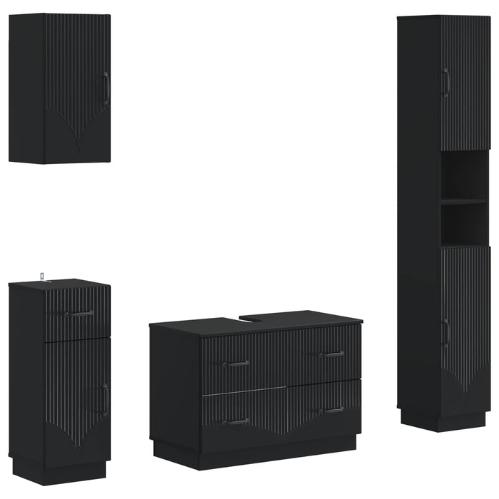 Set de dulapuri pentru baie, 4 piese HOORN Negru Lemn prelucrat - WALTI WALTI