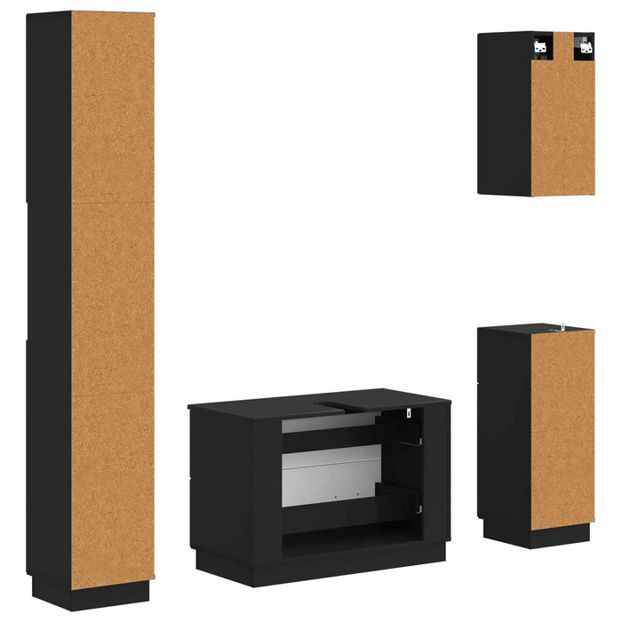 Set de dulapuri pentru baie, 4 piese HOORN Negru Lemn prelucrat - WALTI WALTI